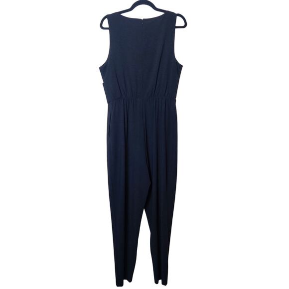 Ali & Jay Black Crossover Faux Wrap Jumpsuit Large Slim Leg Chic Playsuit - Picture 5 of 16